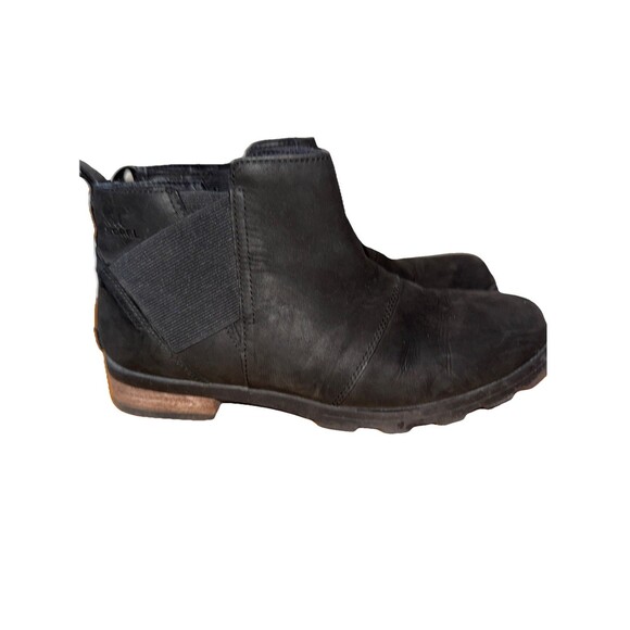 Sorel Women black Leather Emelie NL2671-010 Waterproof Chelsea Boot Size US 11.5 - Picture 1 of 8